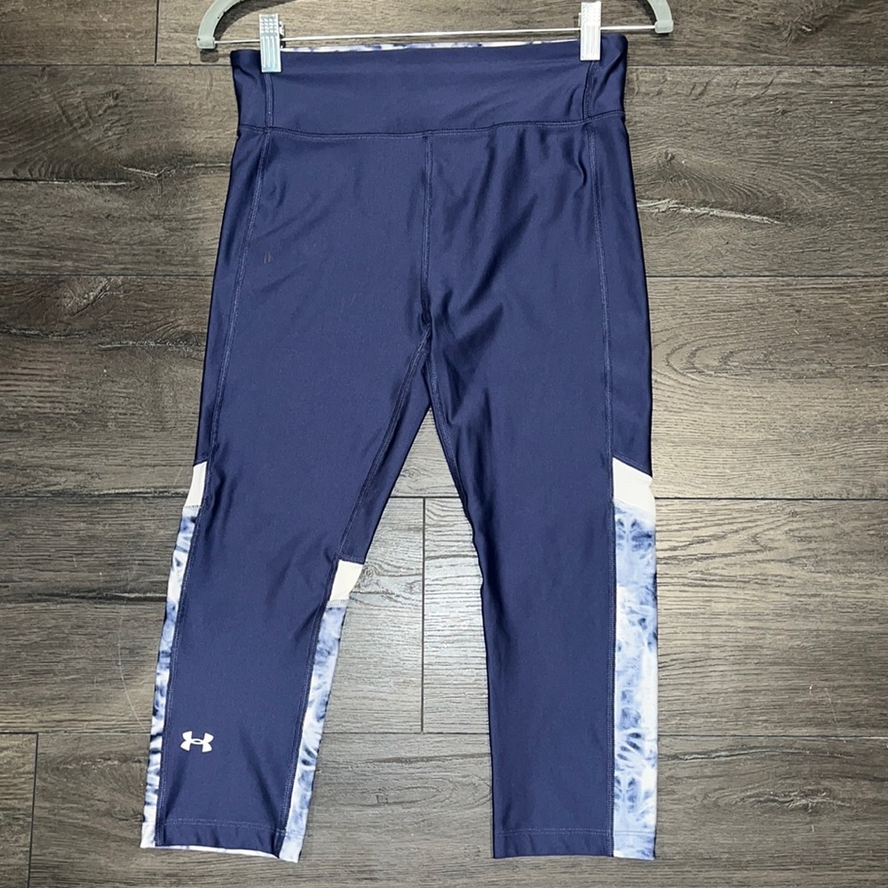 Under Armour Compression Alpha Heat Gear Tie Dye Capri Size Medium Blue/White - Picture 2 of 11